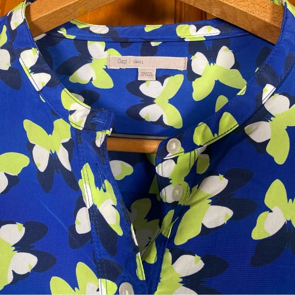 GAP Printed Butterfly Long Sleeve Tunic Dress Henley Crew Neck - Picture 4 of 9